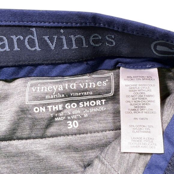 Vineyard Vines Mens 30 On The Go Chino Shorts Blue Stretch Performance 9" Inseam - Picture 2 of 4